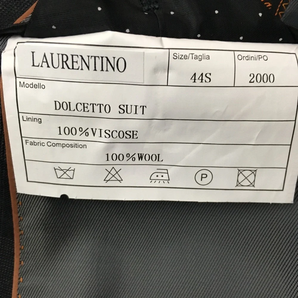 Laurentino 44s mens suit gray checks 2 piece 100% wool 2 button nwt italy ea0158